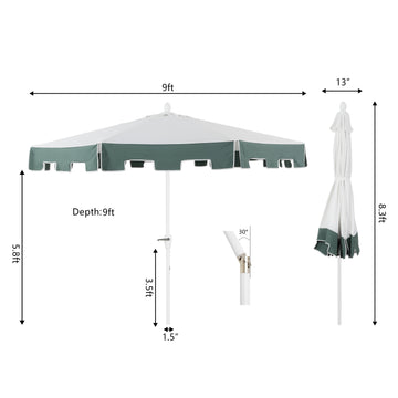 Baiona 9 ft. Classic MidCentury Market Patio Umbrella